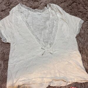 Urban Outfitters Lace Trim White Blouse